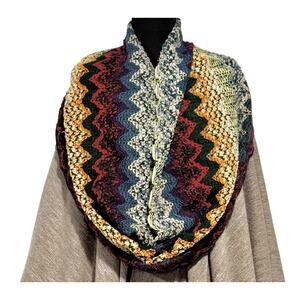 Boho Infinity Scarf NWT Rainbow Multi Color Woven‎ Chevron Southwestern 2Chic